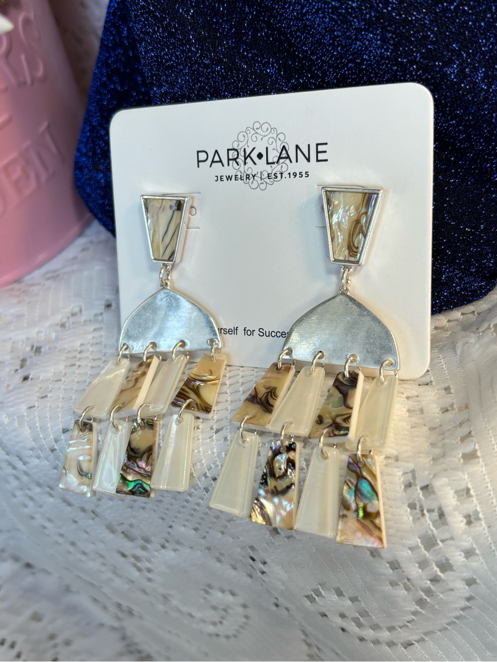 Park Lane Rio Abalone & Mother-of-Pearl Fringe Drop Earrings - Silver Tone - Picture 7 of 8
